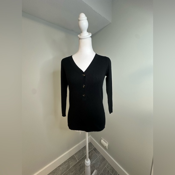 Tuckernuck Handrix Hanley Black Ribbed  Sweater Top Size XS - Picture 5 of 17